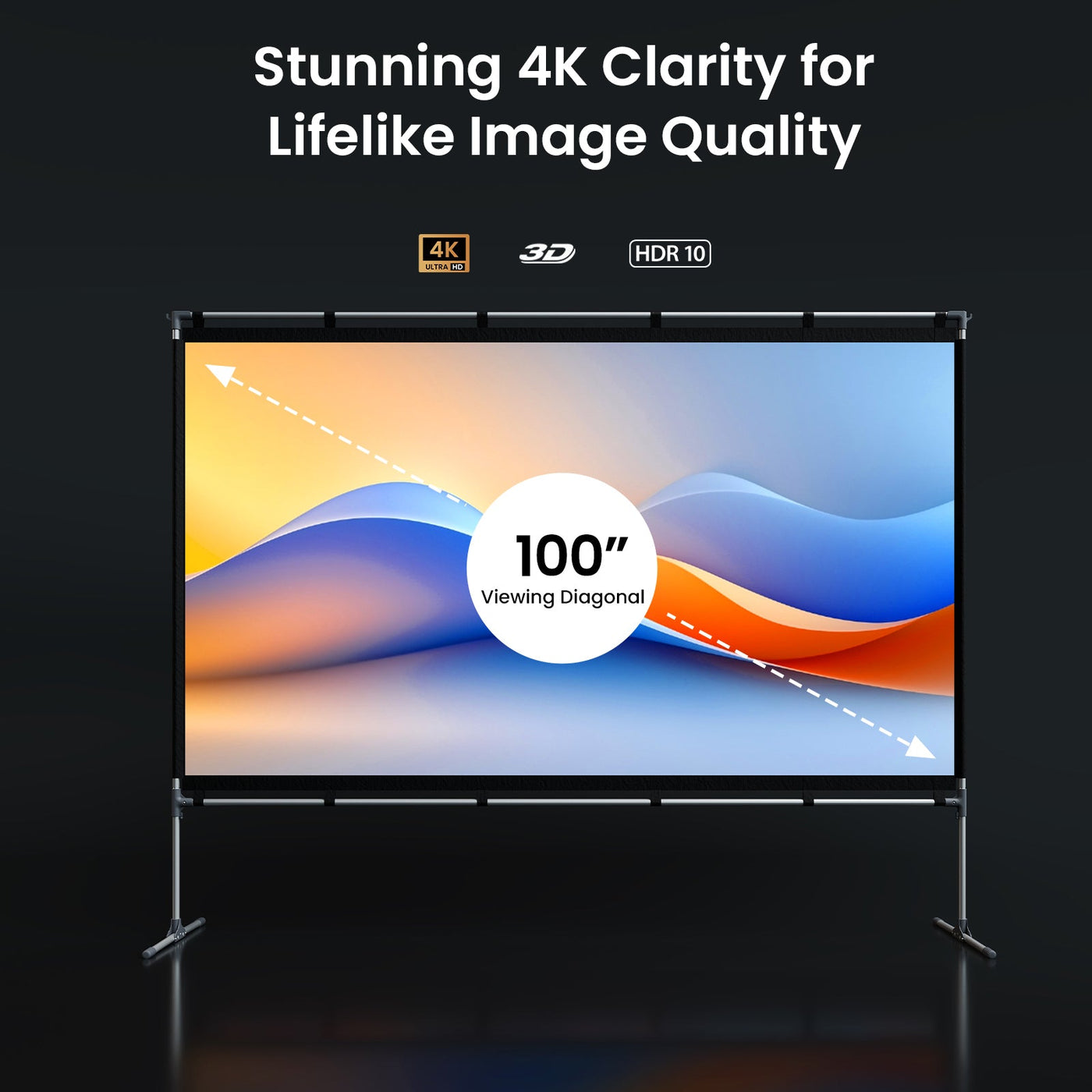 100 Inch portable projector screen with 4K 