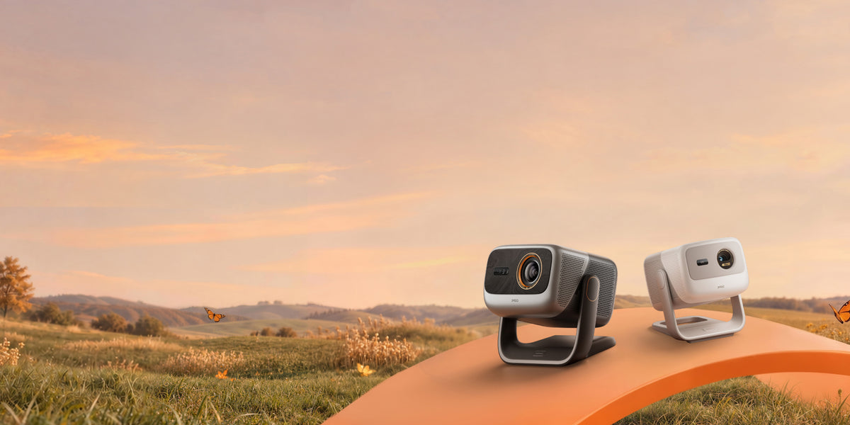 Cinematic home theater featuring a JMGO IRIS projector