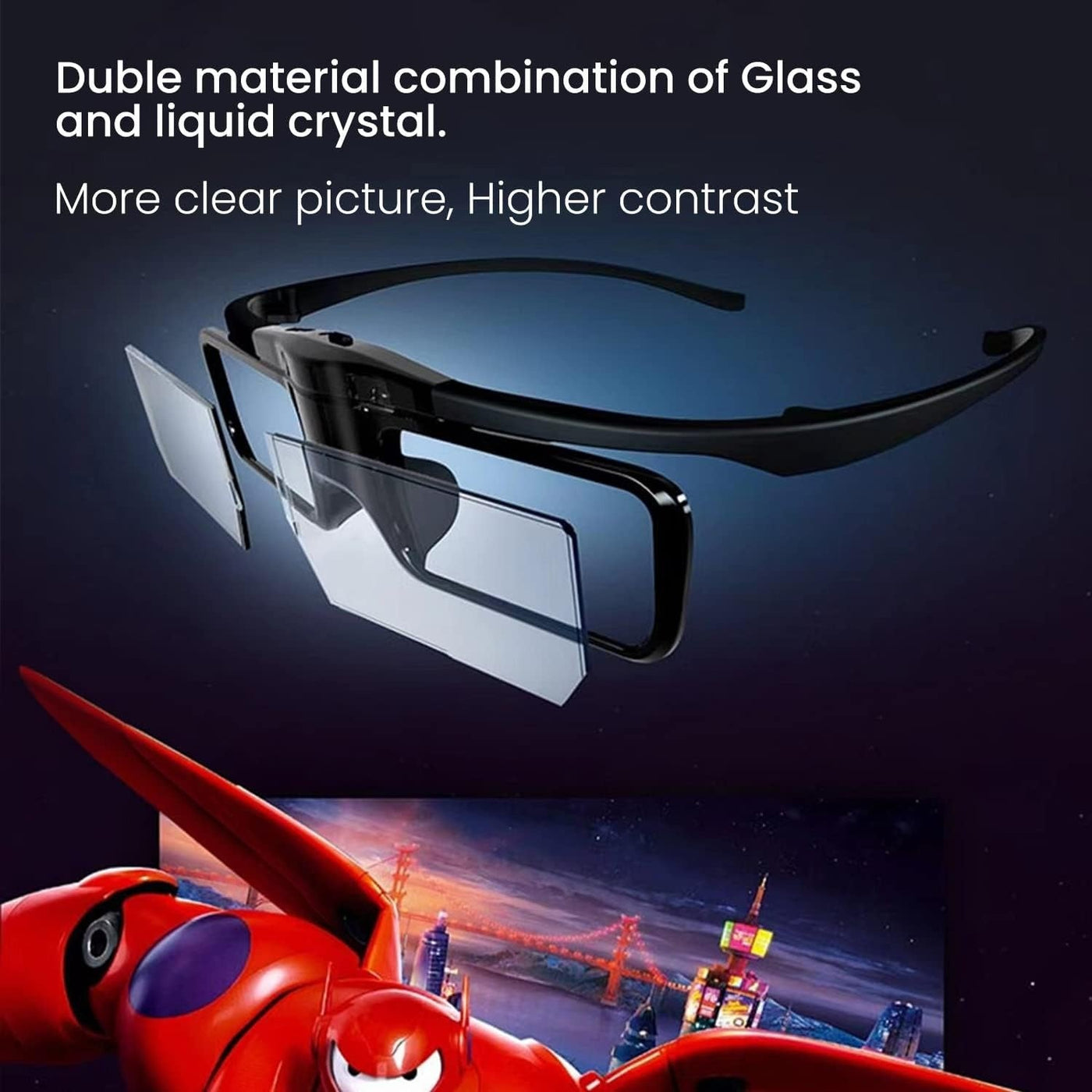 JMGO Active 3D Shutter Glasses durable and clear