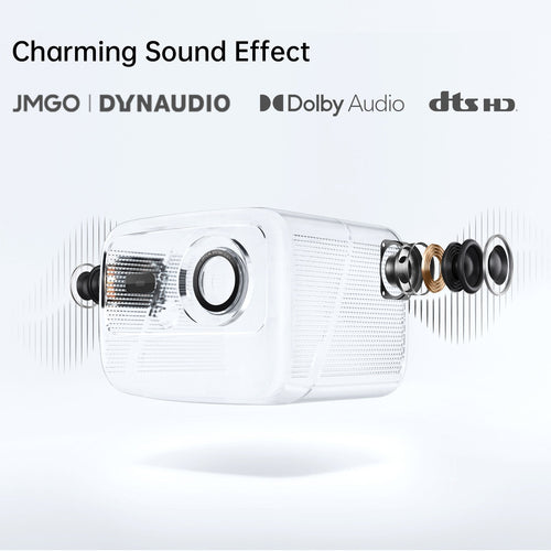 JMGO N1 home projector featuring immersive Dolby audio, delivering high-quality sound for a cinematic and engaging home theater experience