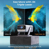 JMGO N1S PRO 4K home theater projector showing triple laser 4K vs standard 4K image quality comparison