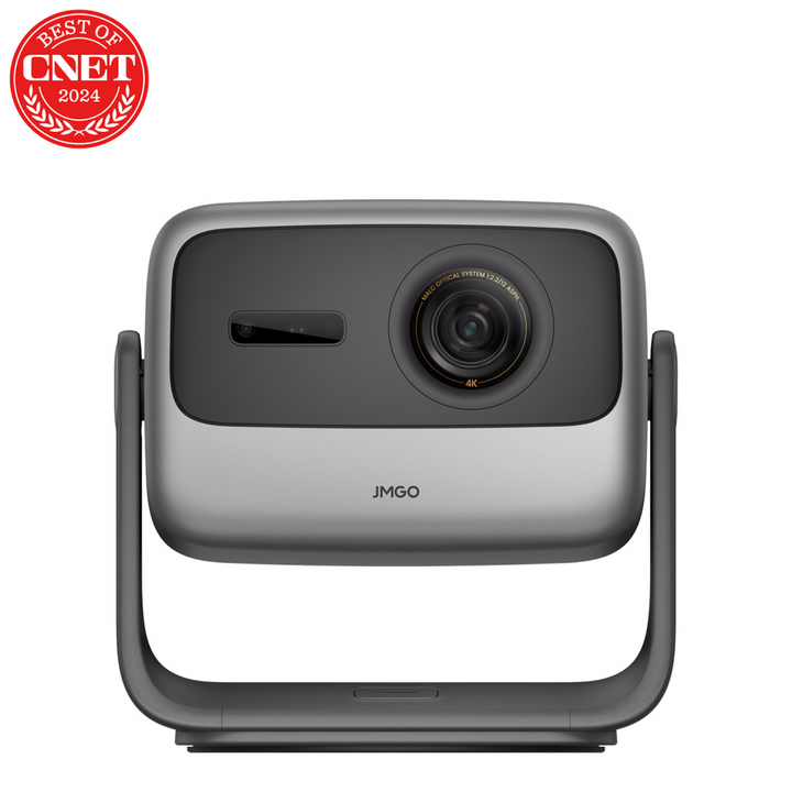 JMGO N1S Pro 4k Portable Projector front view with CNET 2024 awards