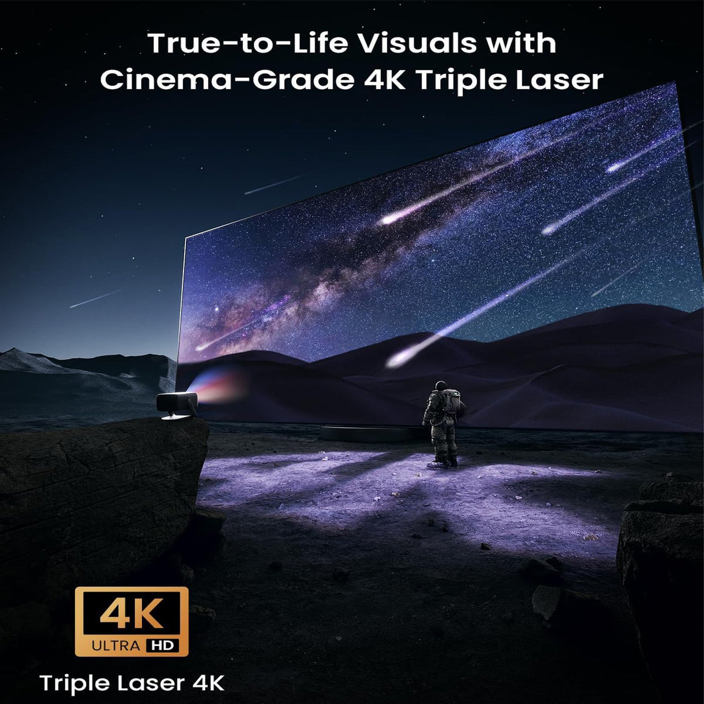 JMGO N1S Ultimate 4K Gimbal Triple Laser Projector with Triple Laser