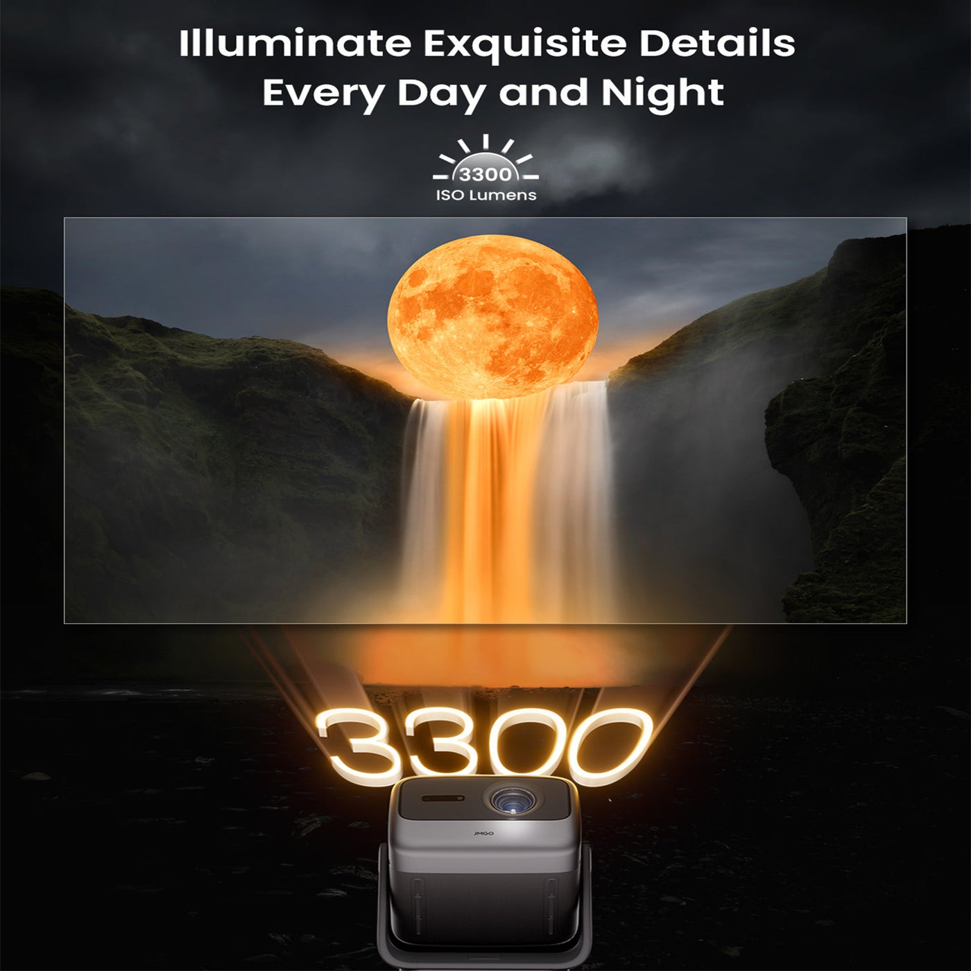 JMGO N1S Ultimate 4K Gimbal Triple Laser Projector with 3300 ISO Lumens