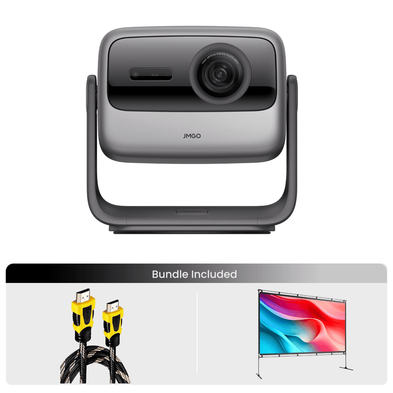 JMGO N1S Ultra 4K Projector 100 inch Portable Projector Screen and 4K HDMI Cable Bundle