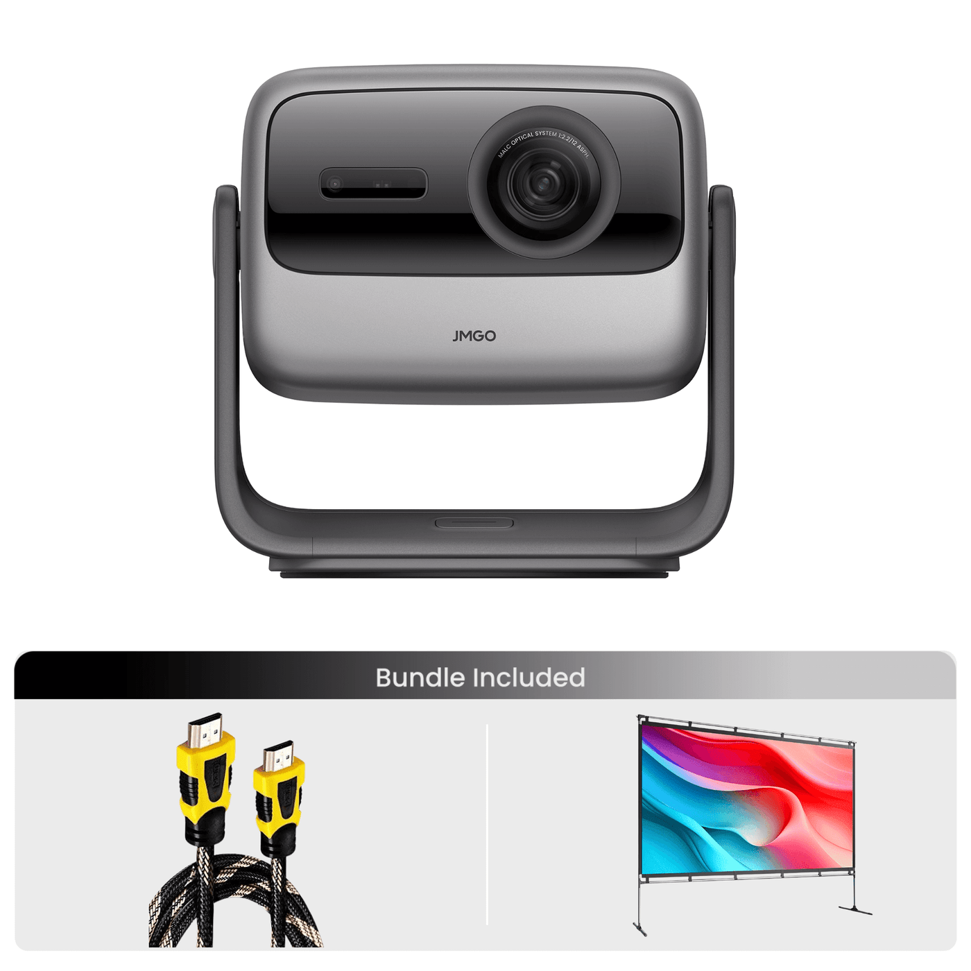 JMGO N1S Ultra 4K Projector 100 inch Portable Projector Screen and 4K HDMI Cable Bundle