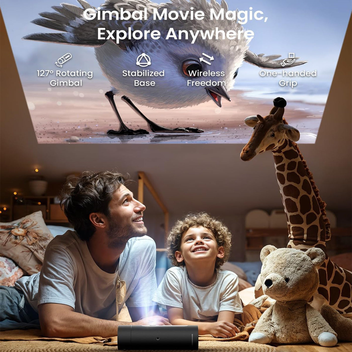 JMGO Picoflix Mini Projector with rotating gimbal 