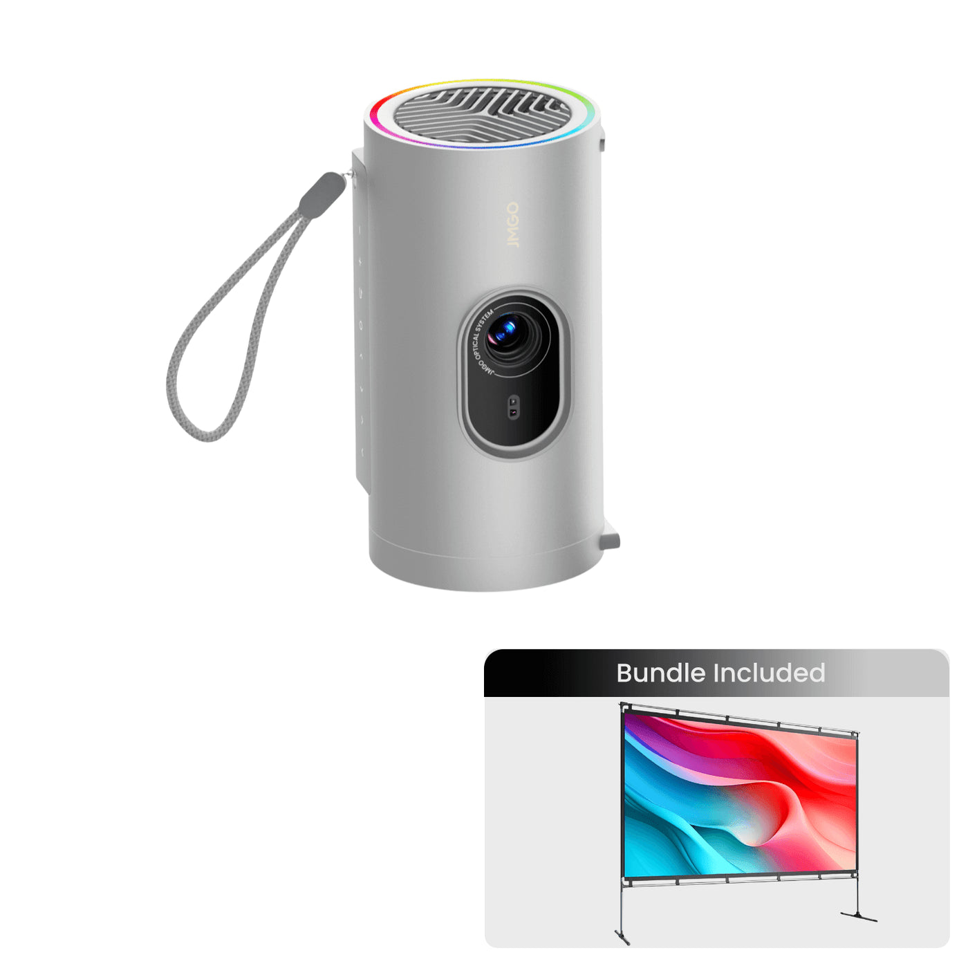 Picoplay Outdoor Projector and 100 inch Portable Projector Screen Bundle