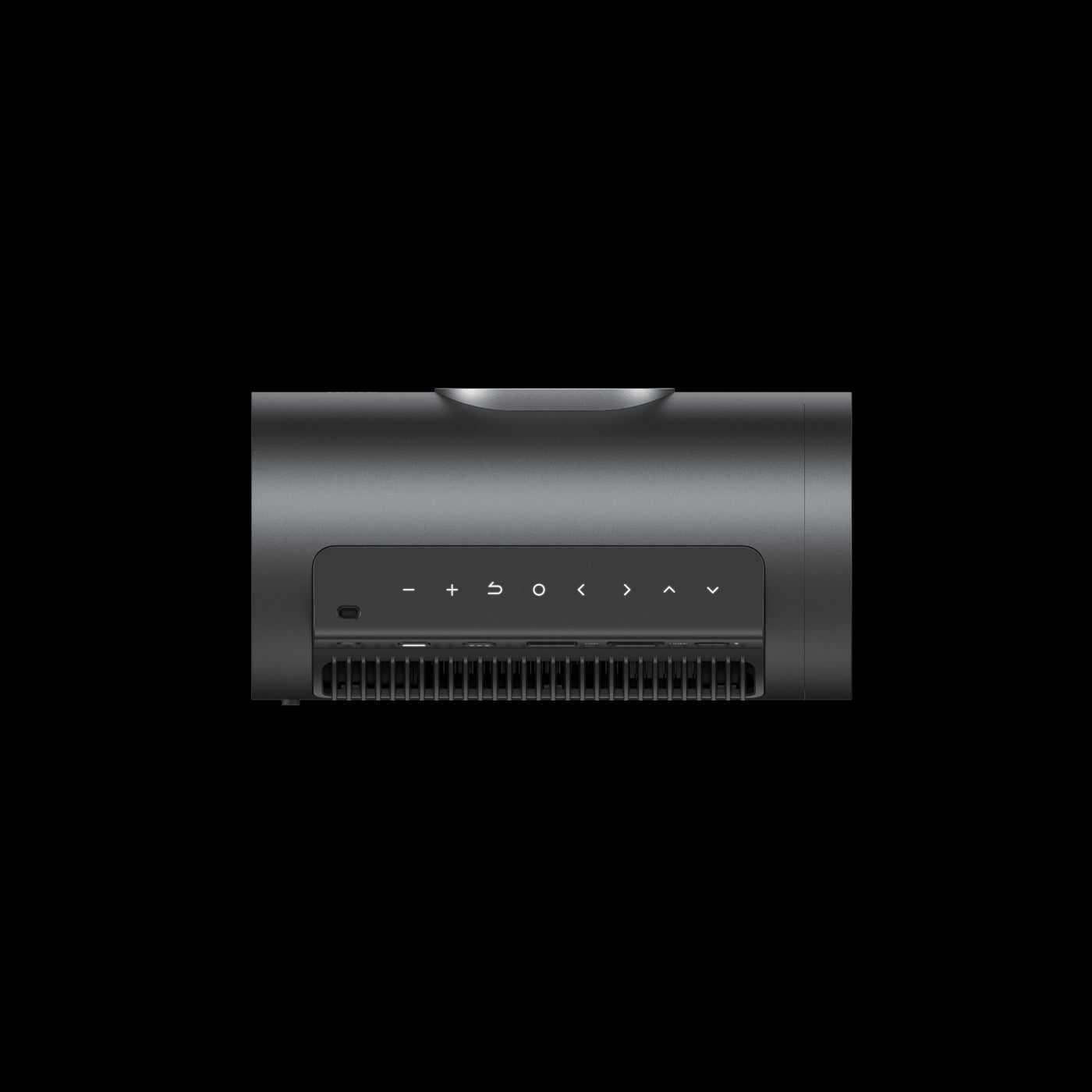 JMGO PicoPlay+ black portable outdoor projector rear button displayed