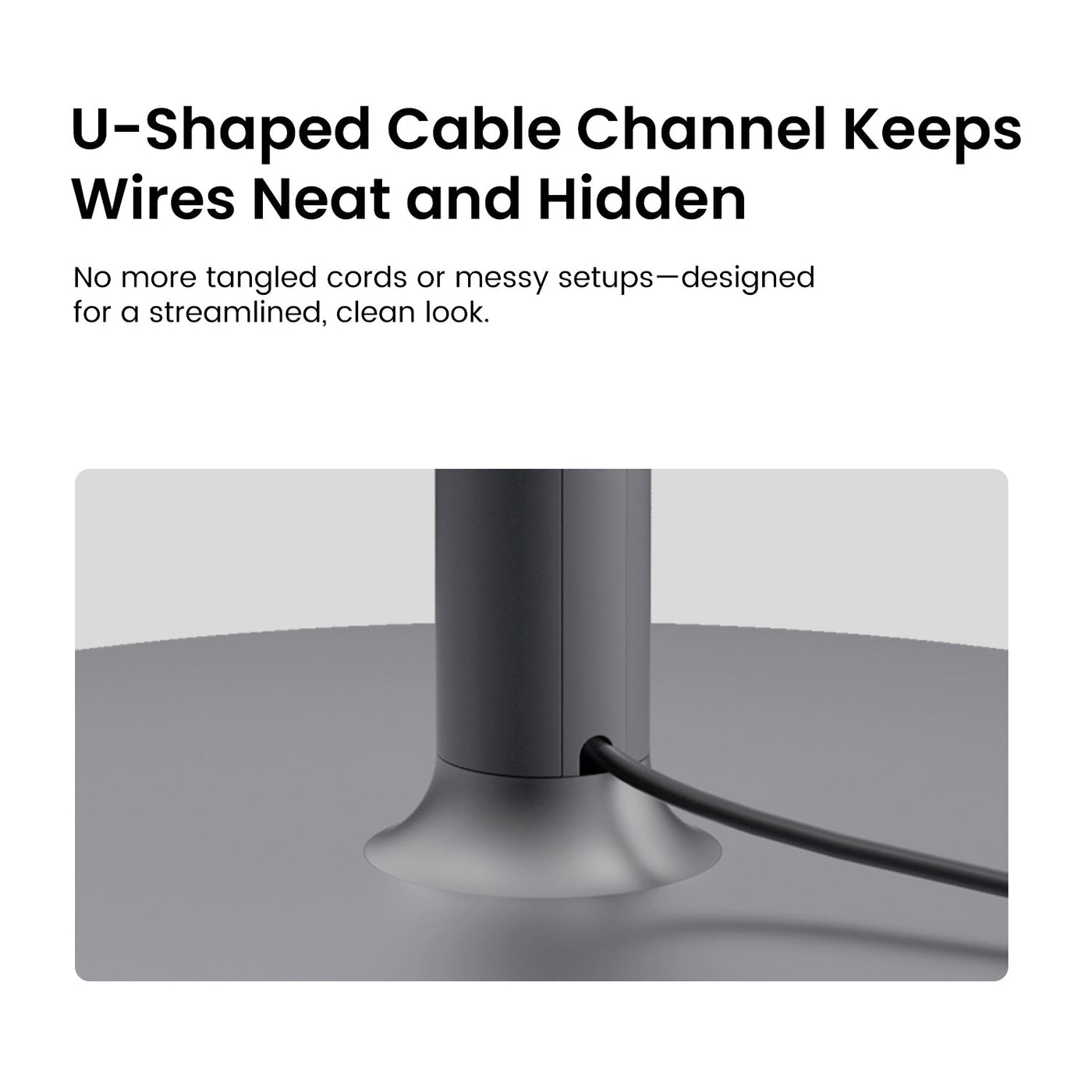 JMGO mini floor stand with U-shaped cable channel for clean, tangle-free cable management and stable projector setup